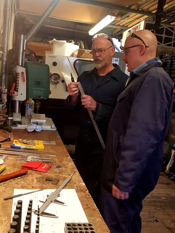 Mark Tate and Adrian South learning how to build an animatronic head at our week long course on mechanical puppetry
