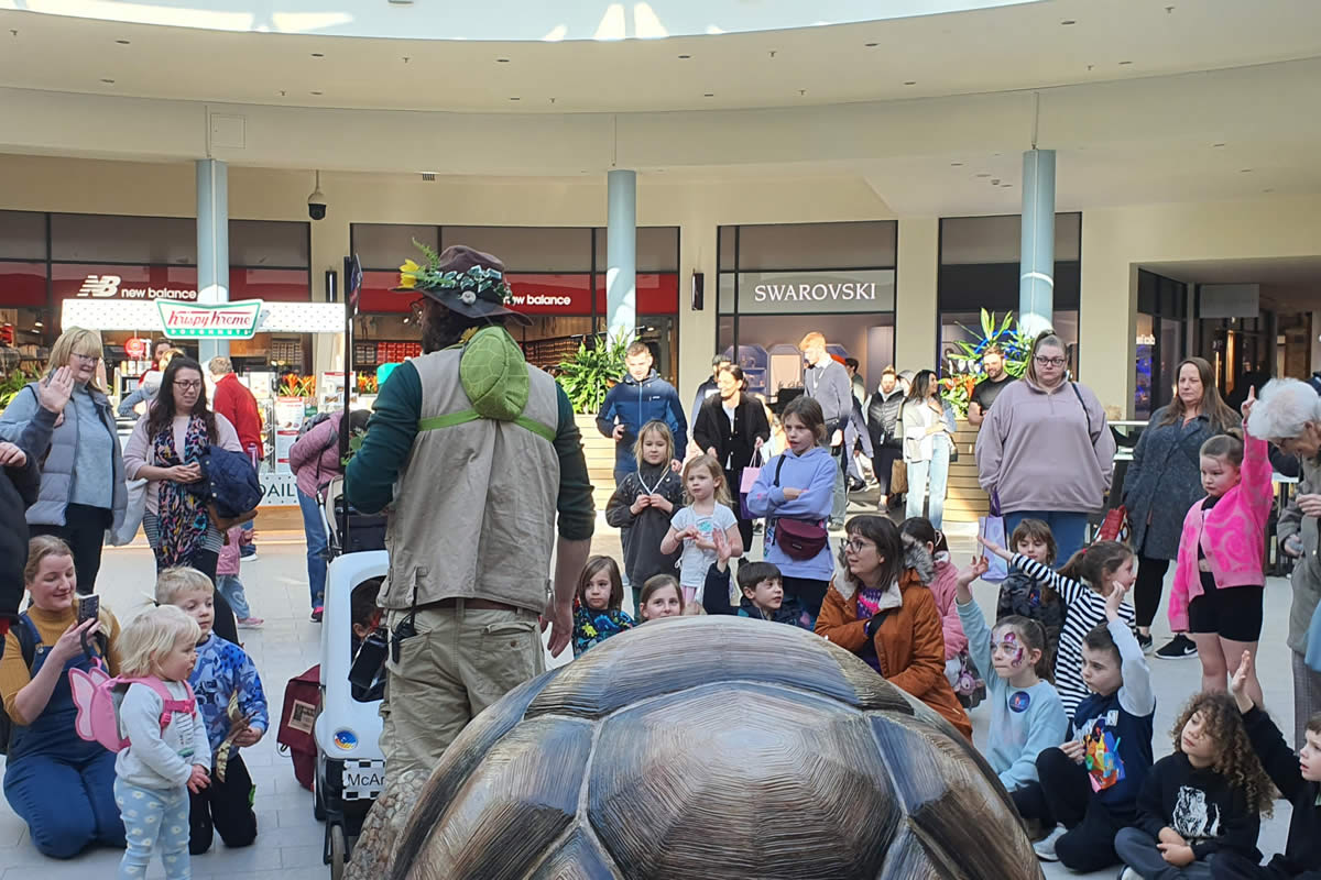 zelva the giant animatronic tortoise in swindon